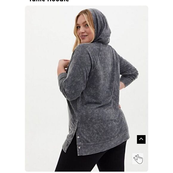 Lt Weight French Terry Button Side Tunic Hoodie sz2 plus - Picture 2 of 6